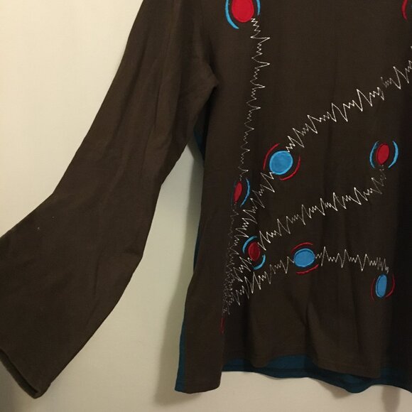 Canadian Designer Leopards & Roses Blue and Red Atomic Sweater - Picture 6 of 16